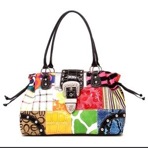 2000’s Vintage - Western Style Diamond Buckle Rhinestone Purse - Pink Zebra Bag